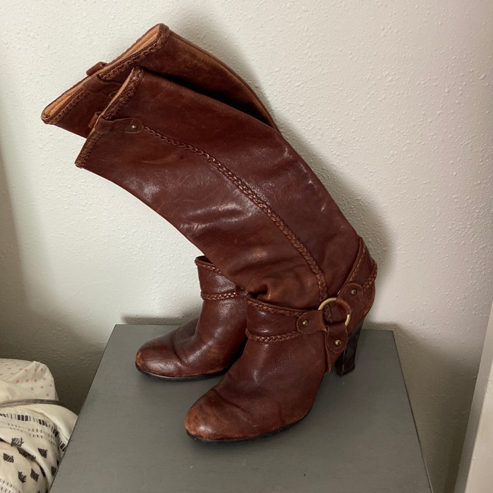 Frye knee high leather boots